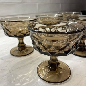 Vintage Smoky Brown Coupe Glasses